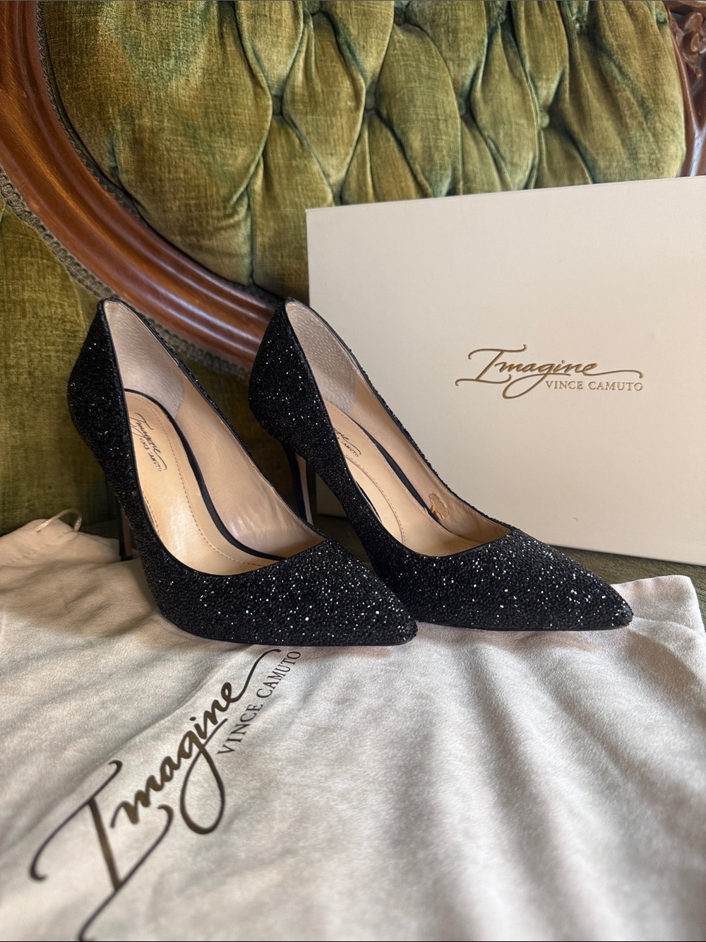 Vince Camuto Imagine - Olson Black Crystal Pointed Pump - Women's Size 6.5M